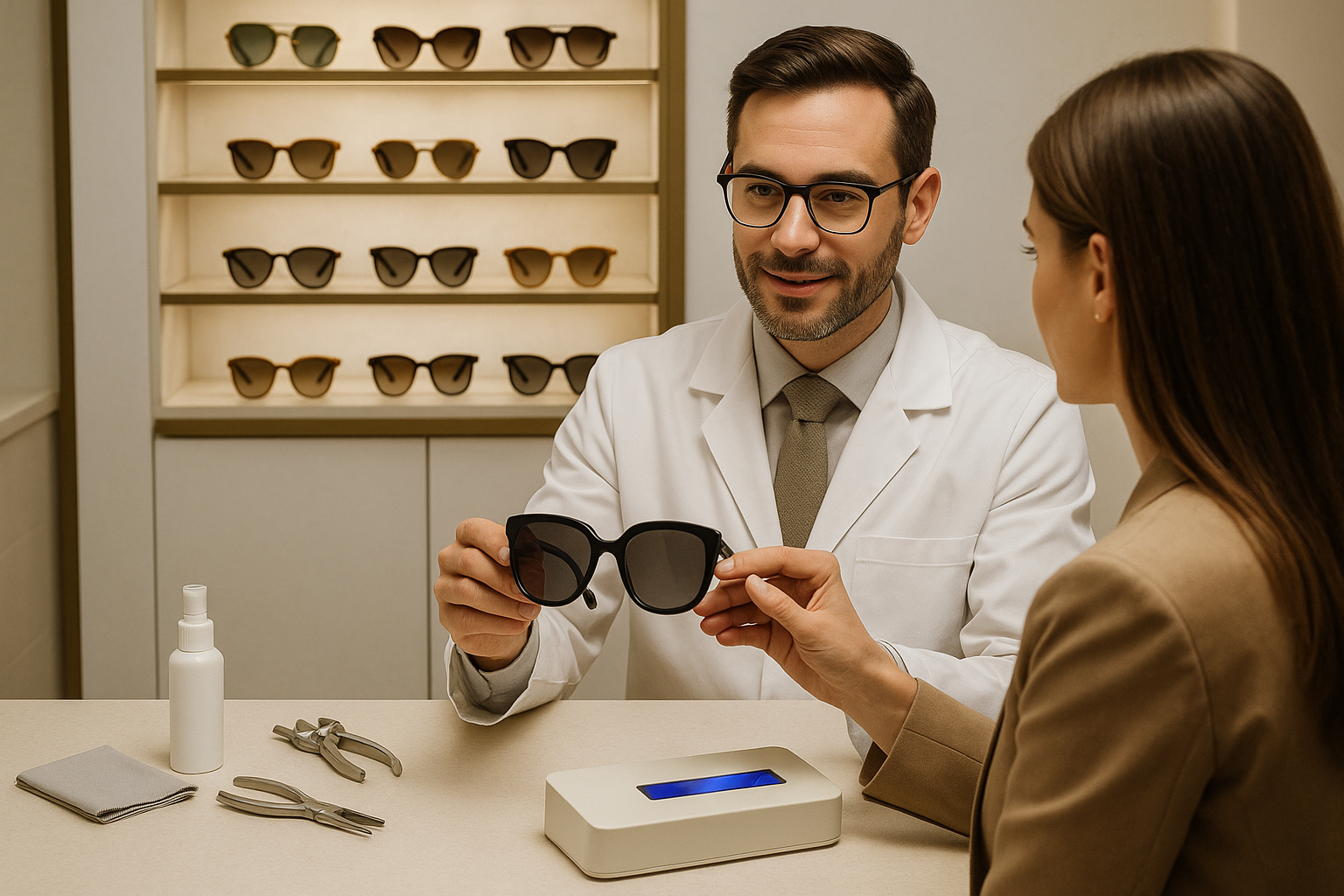 Create portrait image of services regarding sunglasses