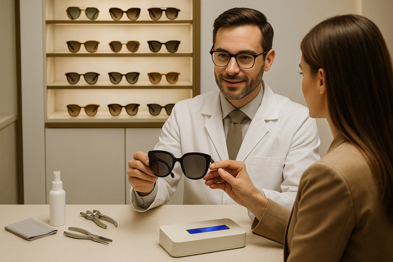Create portrait image of services regarding sunglasses